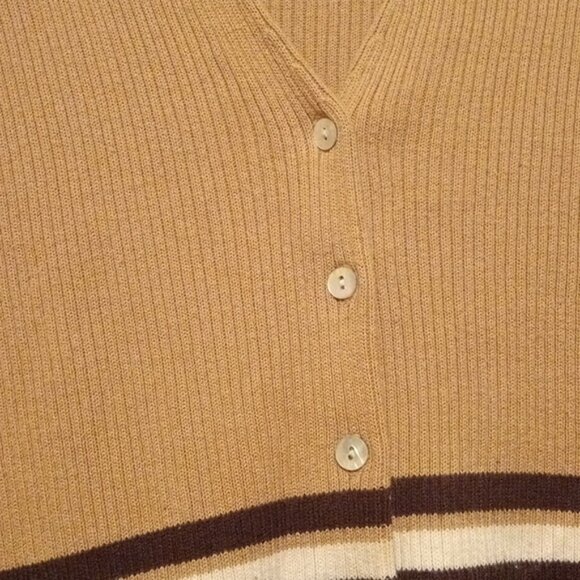 Casual Corner Tan and Brown Cardigan Cotton Acrylic Size Large - Picture 7 of 9
